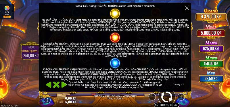 Ba quả cầu thưởng và tính năng Vòng quay lại